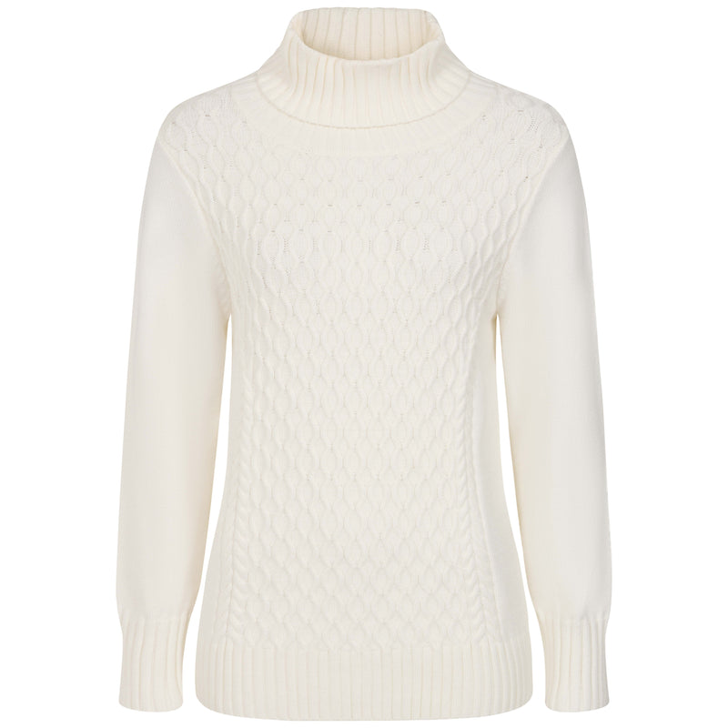 Cable Front Chunky Roll Neck Jumper Ivory