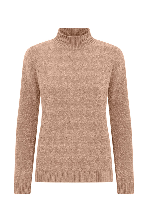Chenille Cable Front Turtle Neck Jumper