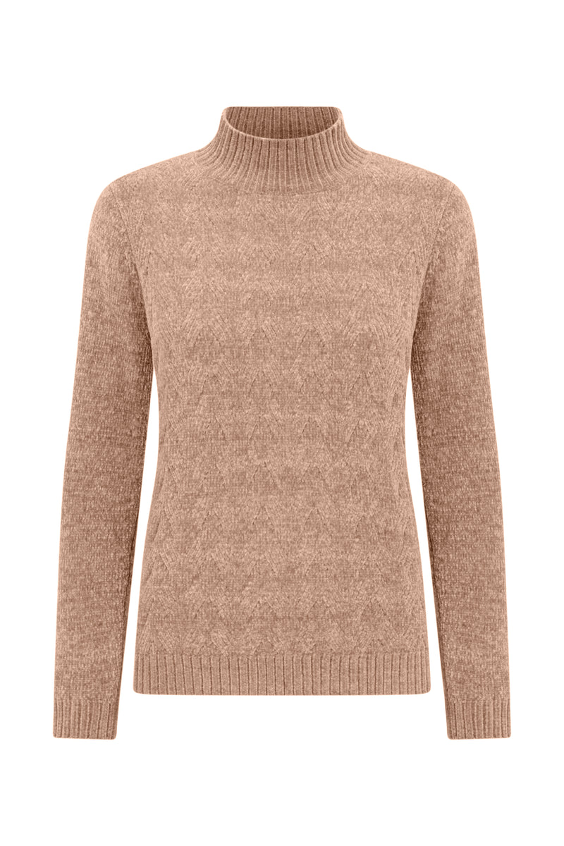 Chenille Cable Front Turtle Neck Jumper