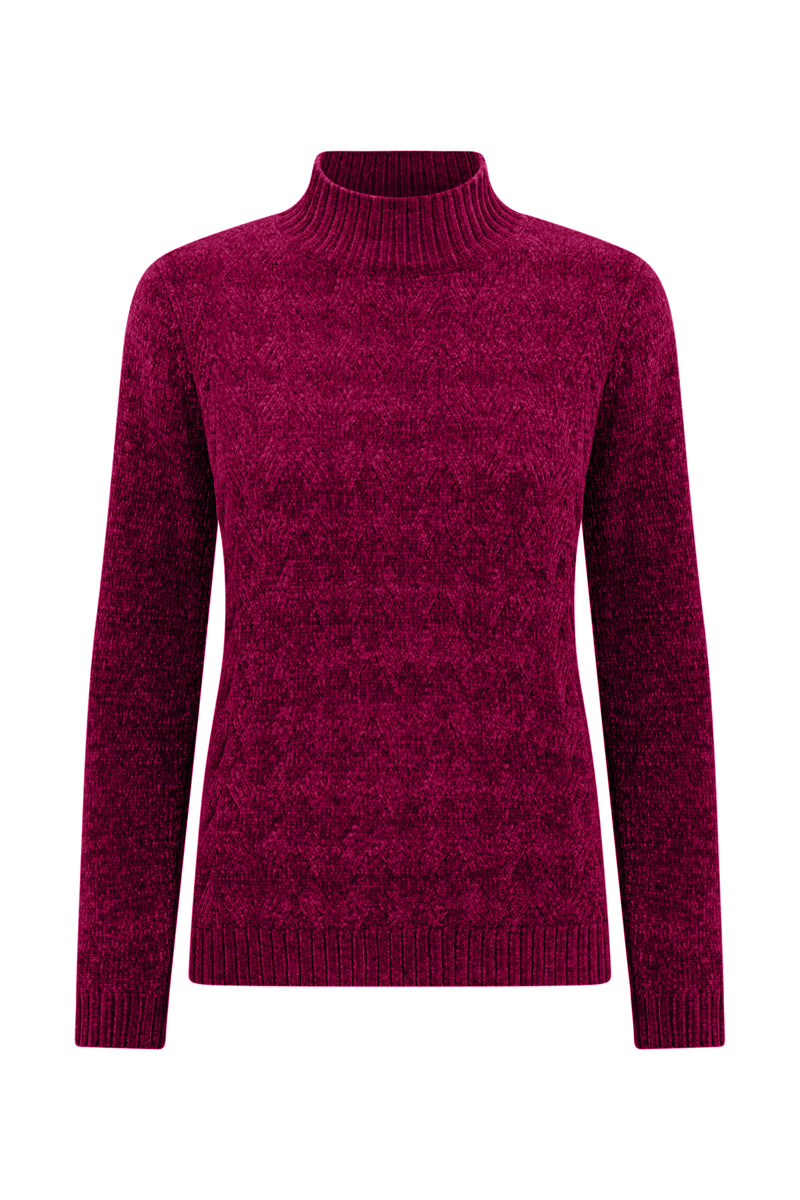 Chenille Cable Front Turtle Neck Jumper