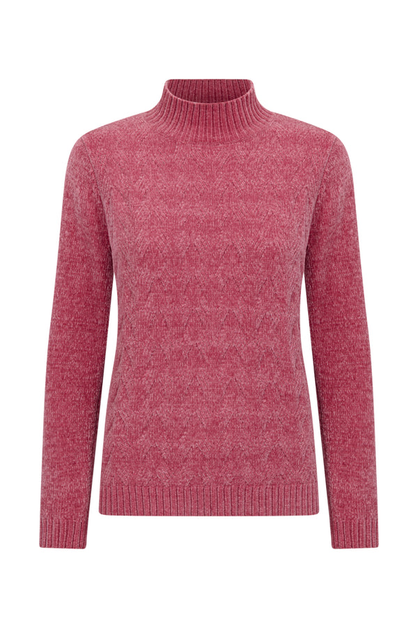Chenille Cable Front Turtle Neck Jumper