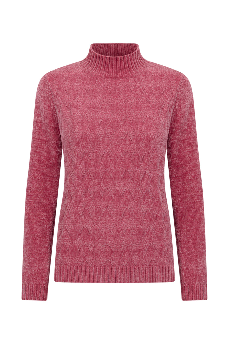 Chenille Cable Front Turtle Neck Jumper