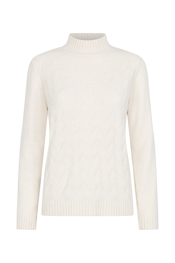 Chenille Cable Front Turtle Neck Jumper