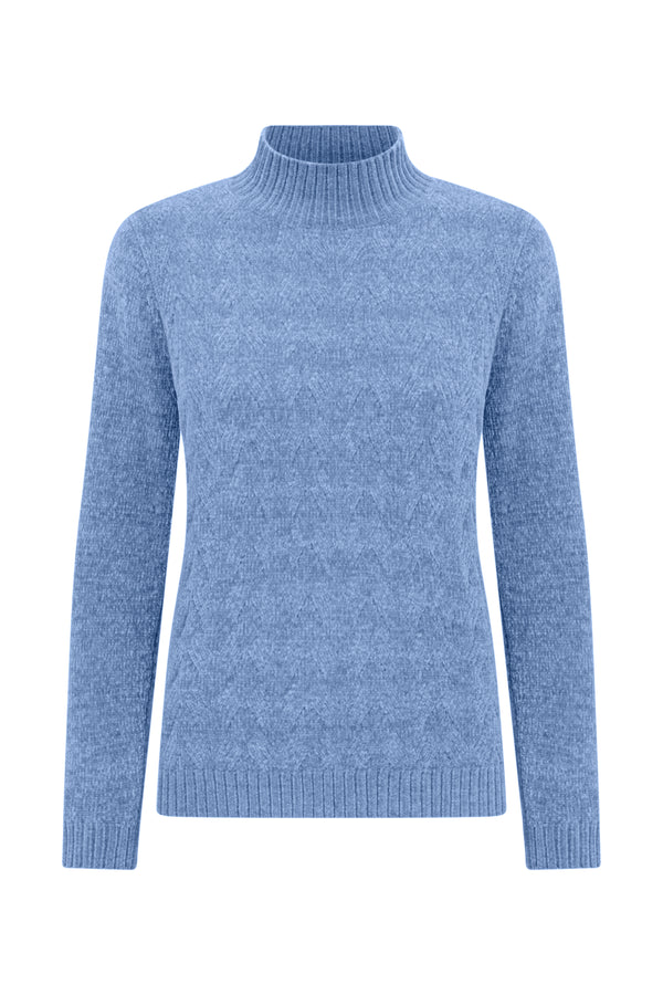 Chenille Cable Front Turtle Neck Jumper