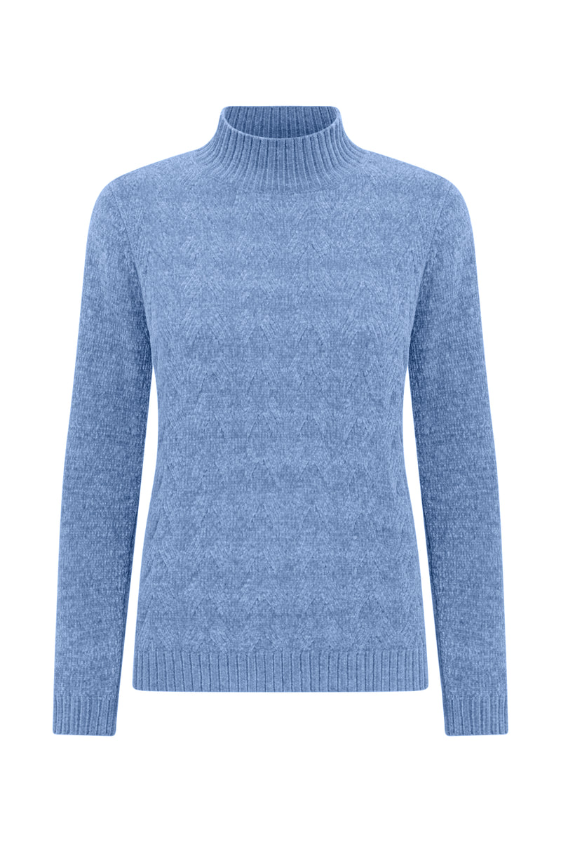Chenille Cable Front Turtle Neck Jumper