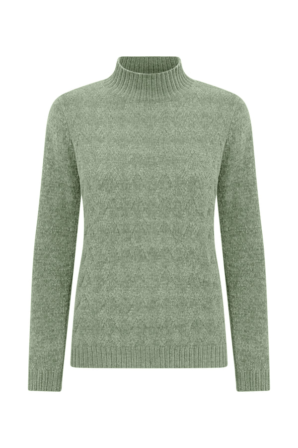 Chenille Cable Front Turtle Neck Jumper