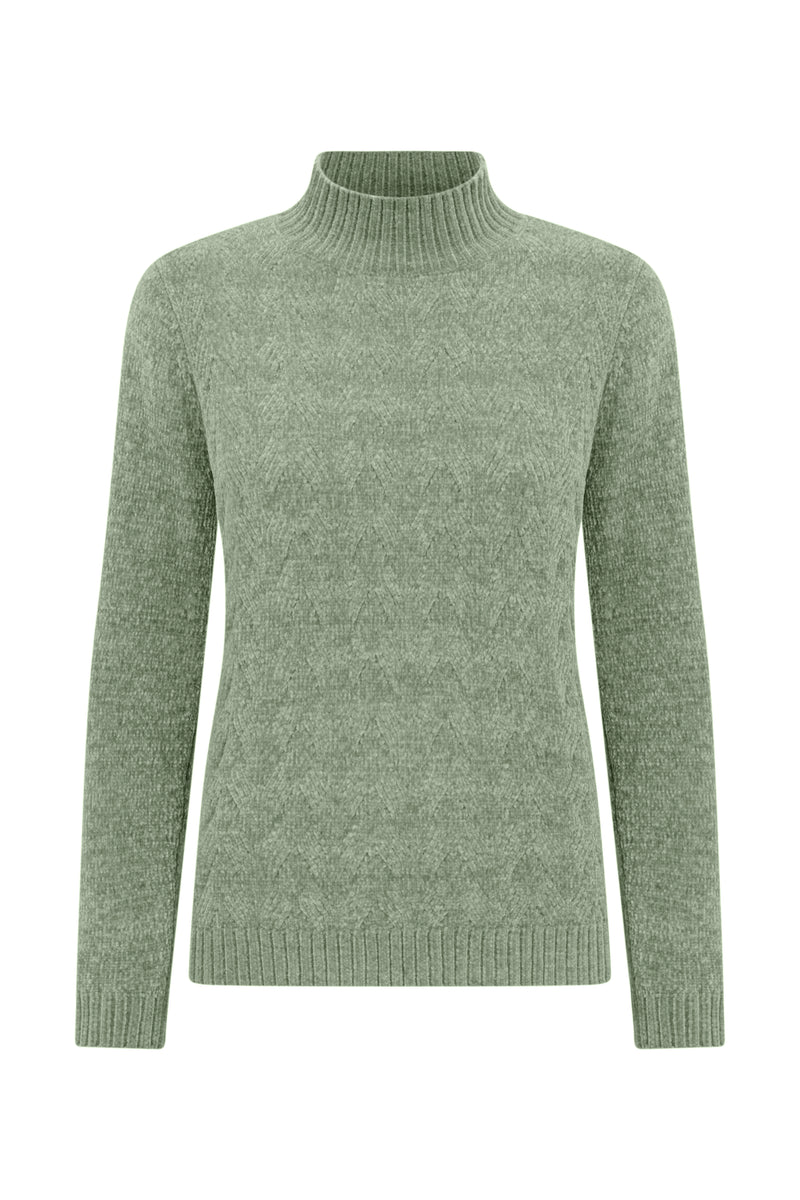 Chenille Cable Front Turtle Neck Jumper