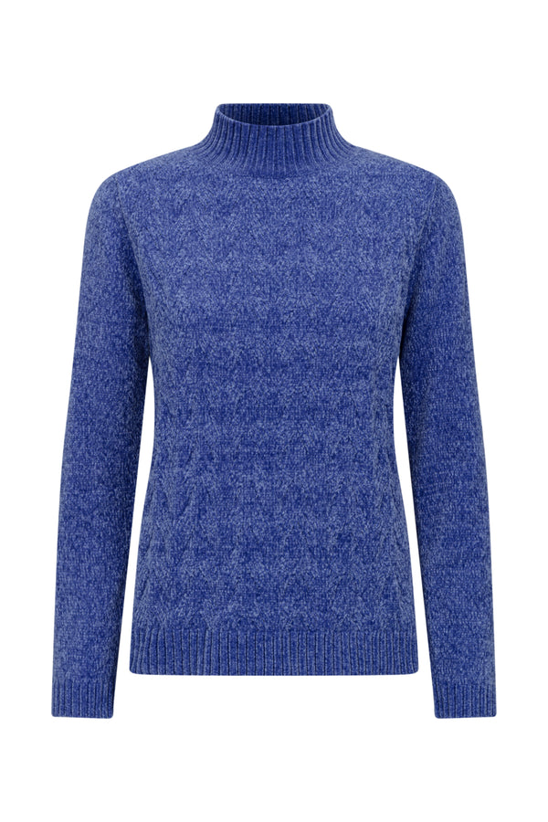 Chenille Cable Front Turtle Neck Jumper