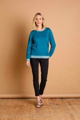 Heat Seal Sparkle Neckline Jumper Teal