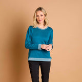 Heat Seal Sparkle Neckline Jumper Teal
