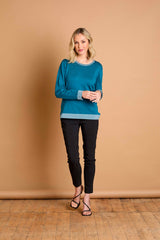 Heat Seal Sparkle Neckline Jumper Teal