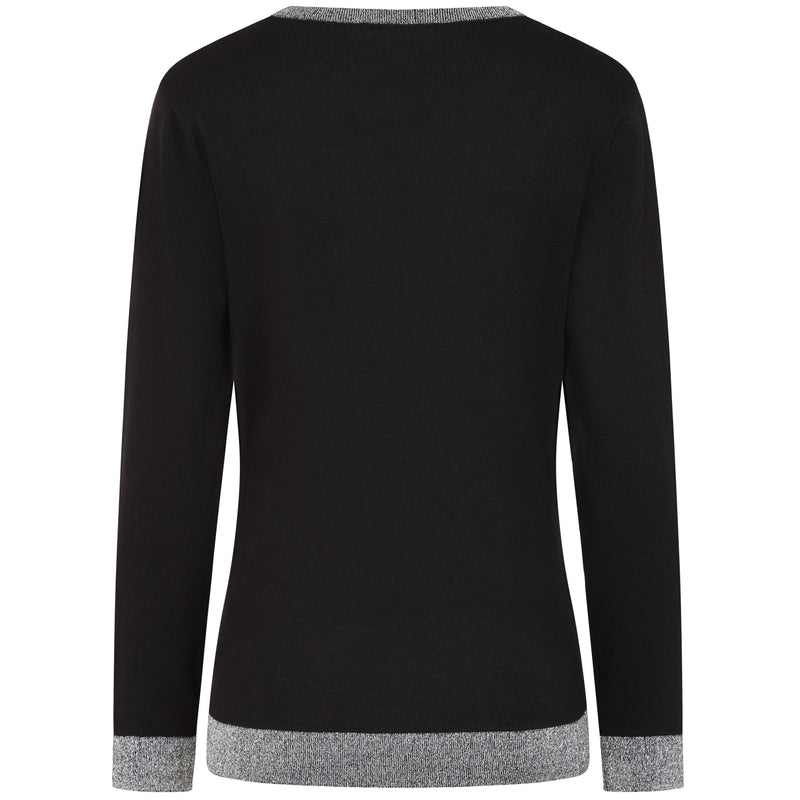 Heat Seal Sparkle Neckline Jumper Black