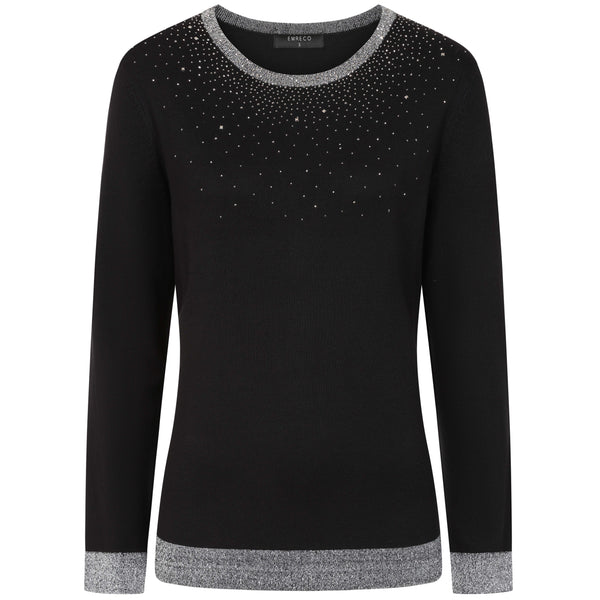 Heat Seal Sparkle Neckline Jumper Black