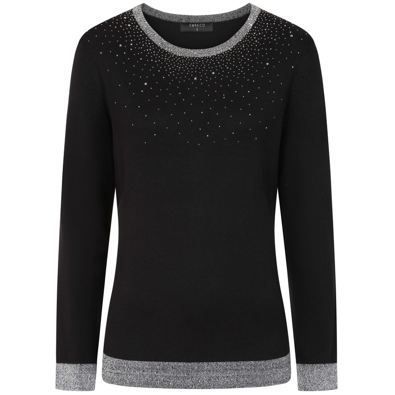 Heat Seal Sparkle Neckline Jumper Black