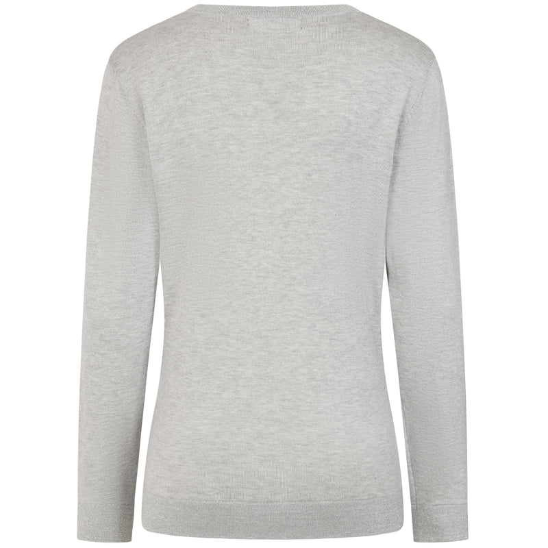 Heat Seal Sparkle Neckline Jumper Silver Grey