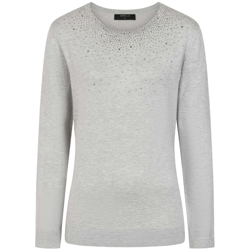 Heat Seal Sparkle Neckline Jumper Silver Grey