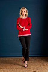 Heat Seal Sparkle Neckline Jumper Red