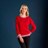 Heat Seal Sparkle Neckline Jumper Red