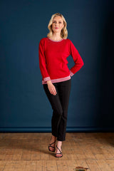 Heat Seal Sparkle Neckline Jumper Red