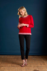 Heat Seal Sparkle Neckline Jumper Red