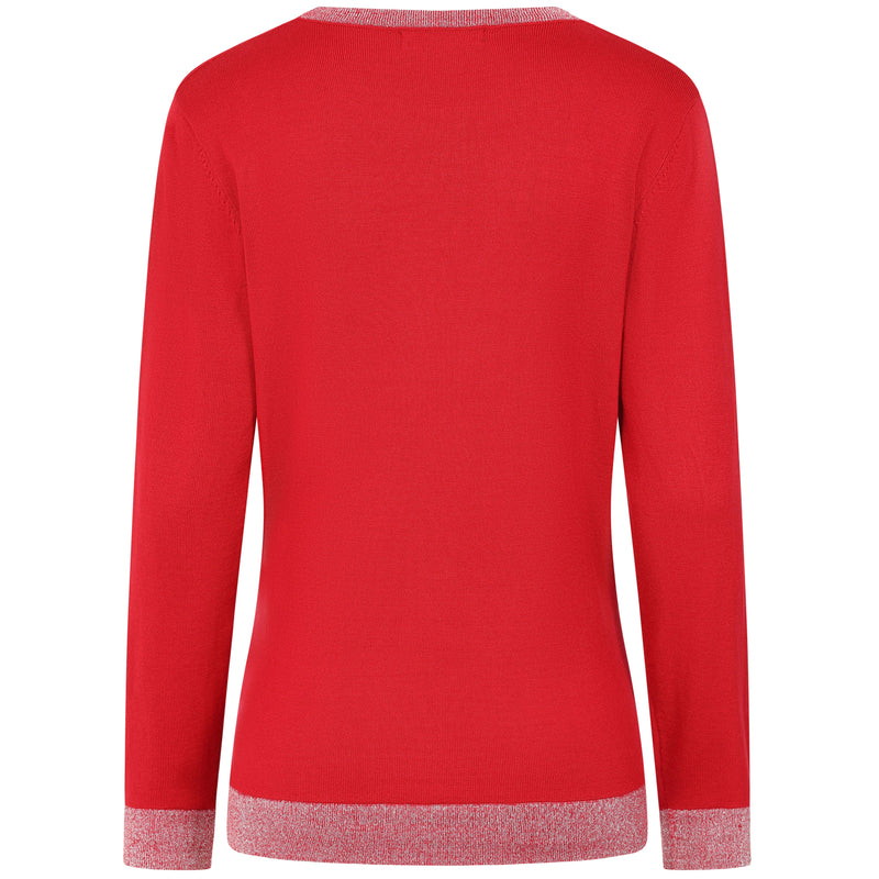 Heat Seal Sparkle Neckline Jumper Red