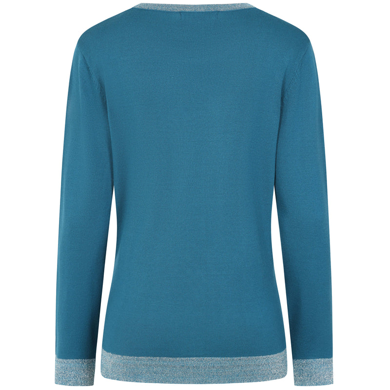 Heat Seal Sparkle Neckline Jumper Teal