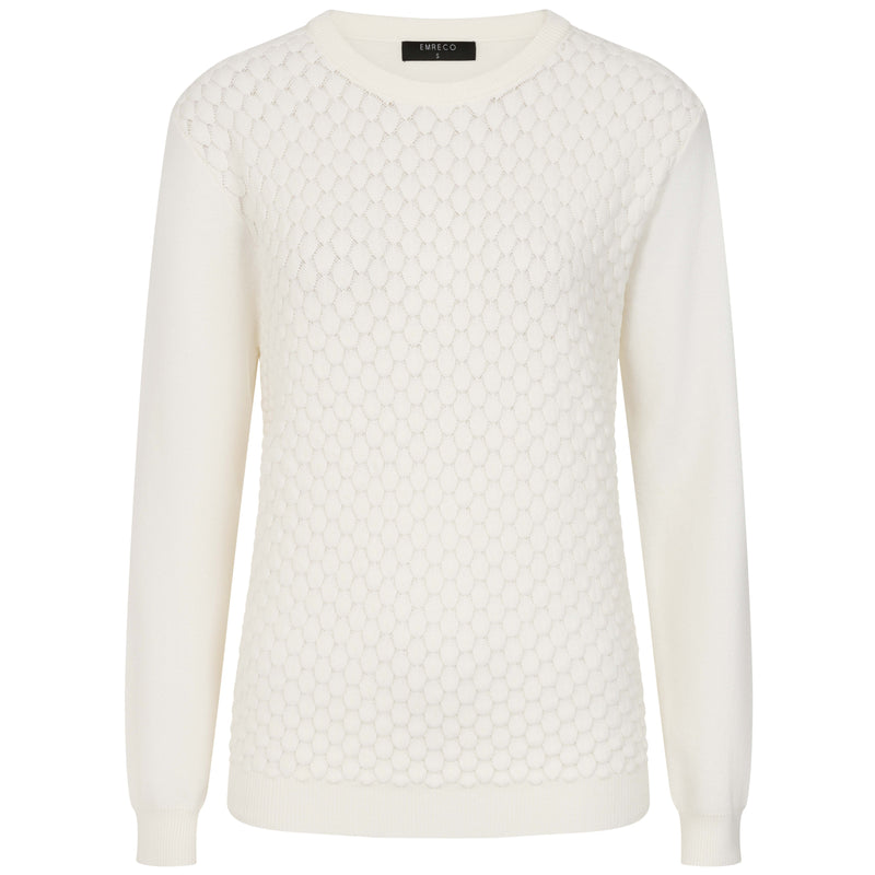 Bubble Textured Round Neck Jumper Ivory