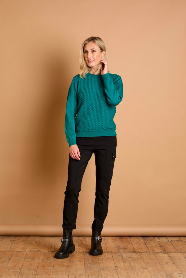Bubble Textured Round Neck Jumper Jade