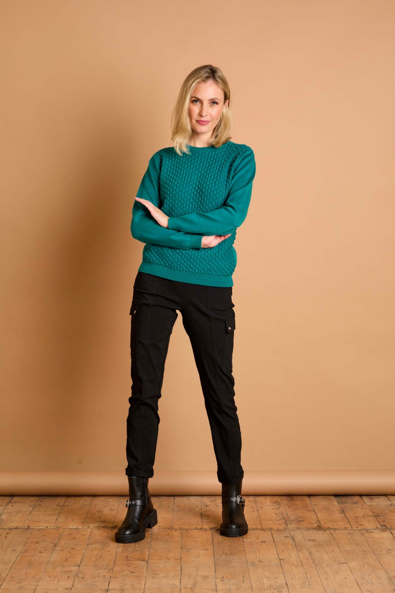 Bubble Textured Round Neck Jumper Jade