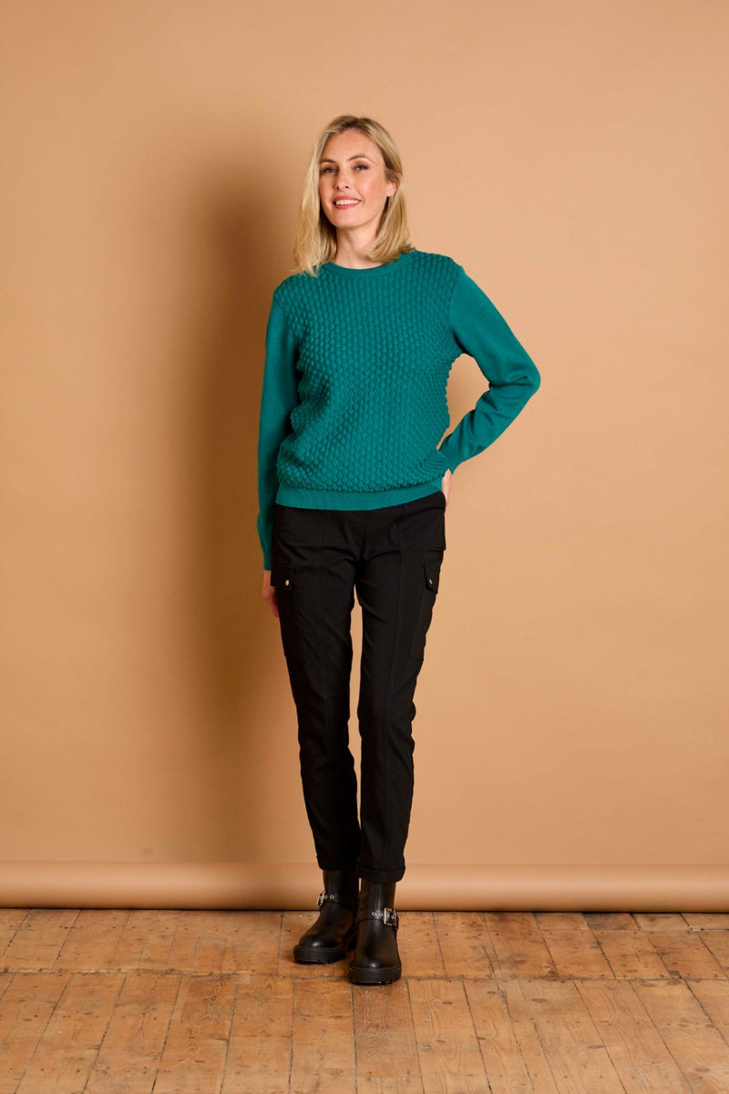 Bubble Textured Round Neck Jumper Jade