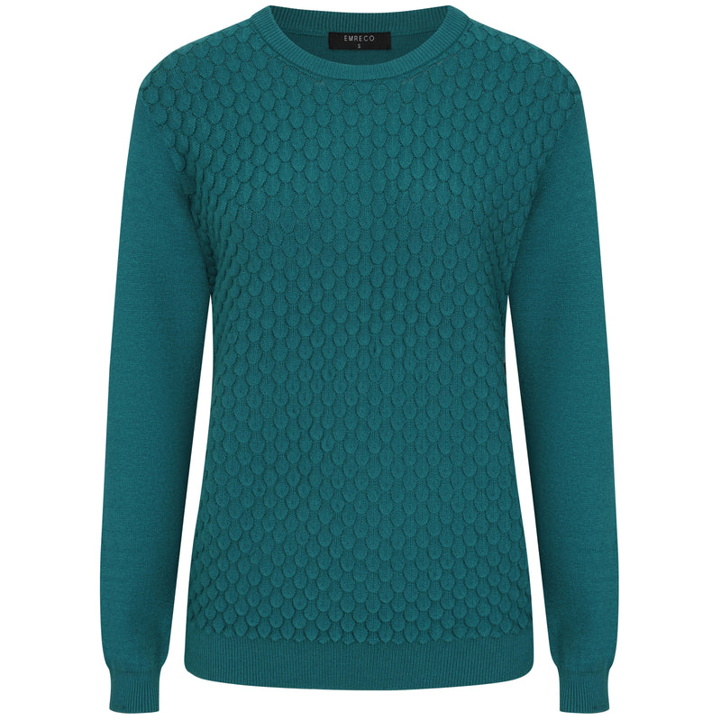 Bubble Textured Round Neck Jumper Jade
