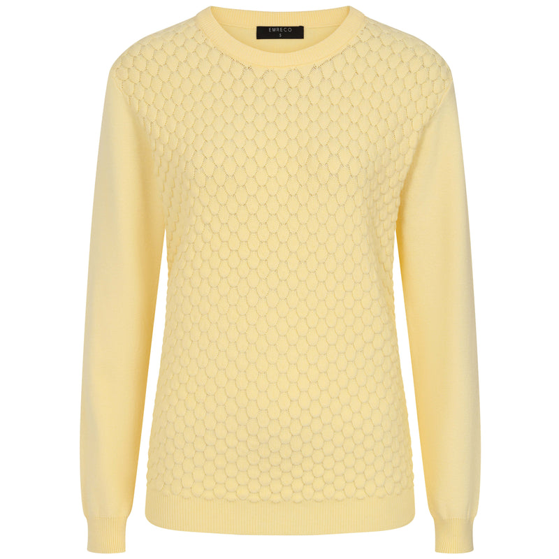 Bubble Textured Round Neck Jumper Lemon