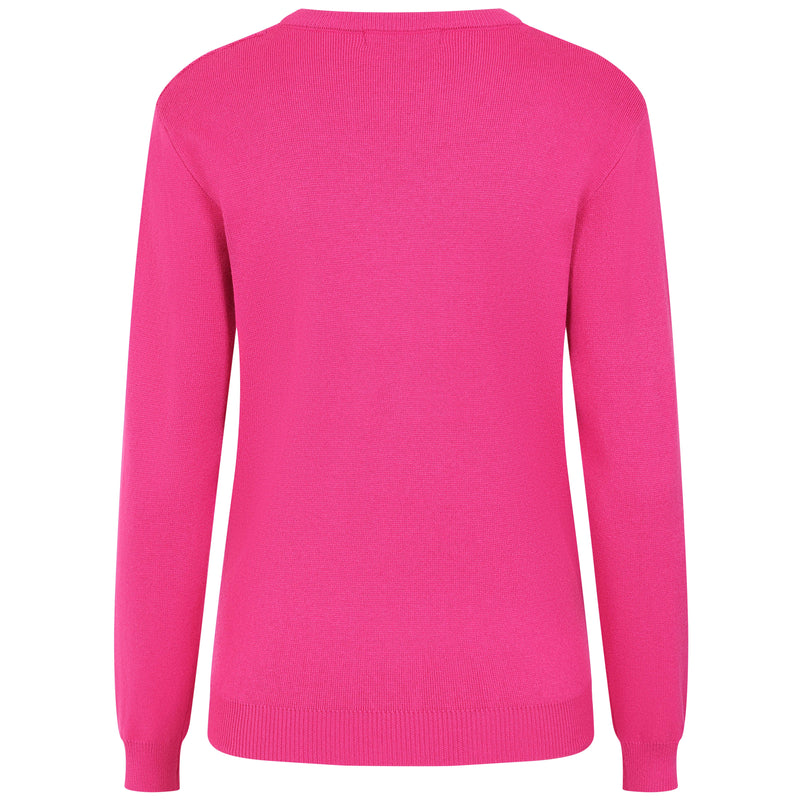 Bubble Textured Round Neck Jumper Magenta