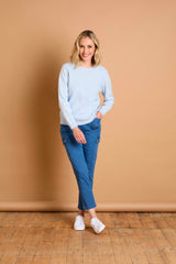 Bubble Textured Round Neck Jumper Pale Blue