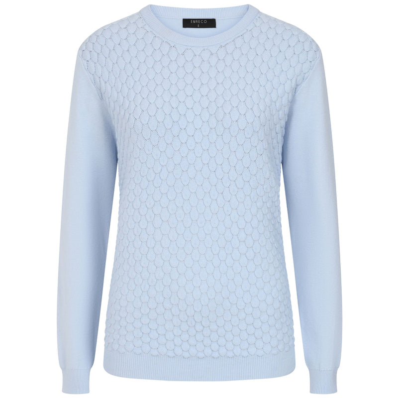 Bubble Textured Round Neck Jumper Pale Blue