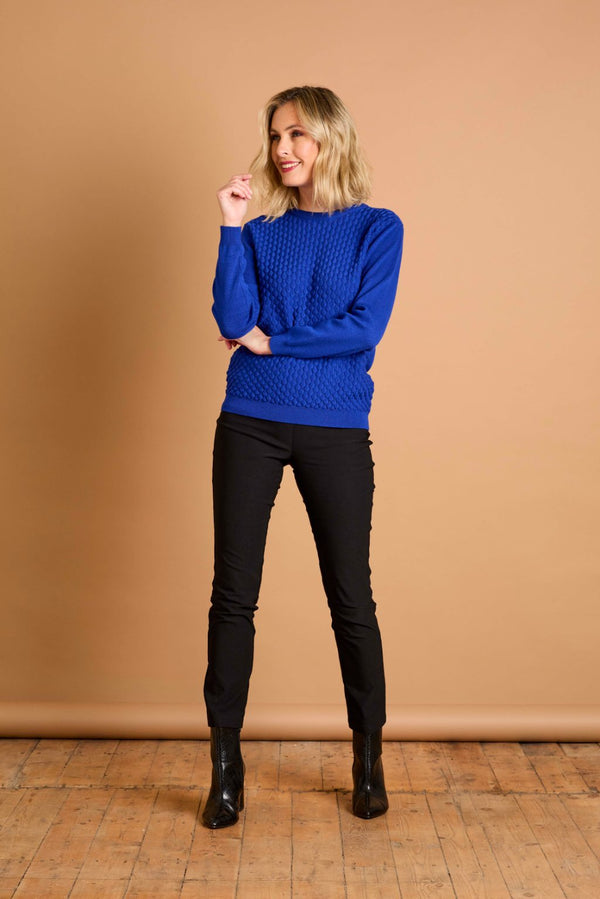 Bubble Textured Round Neck Jumper Royal Blue