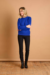 Bubble Textured Round Neck Jumper Royal Blue