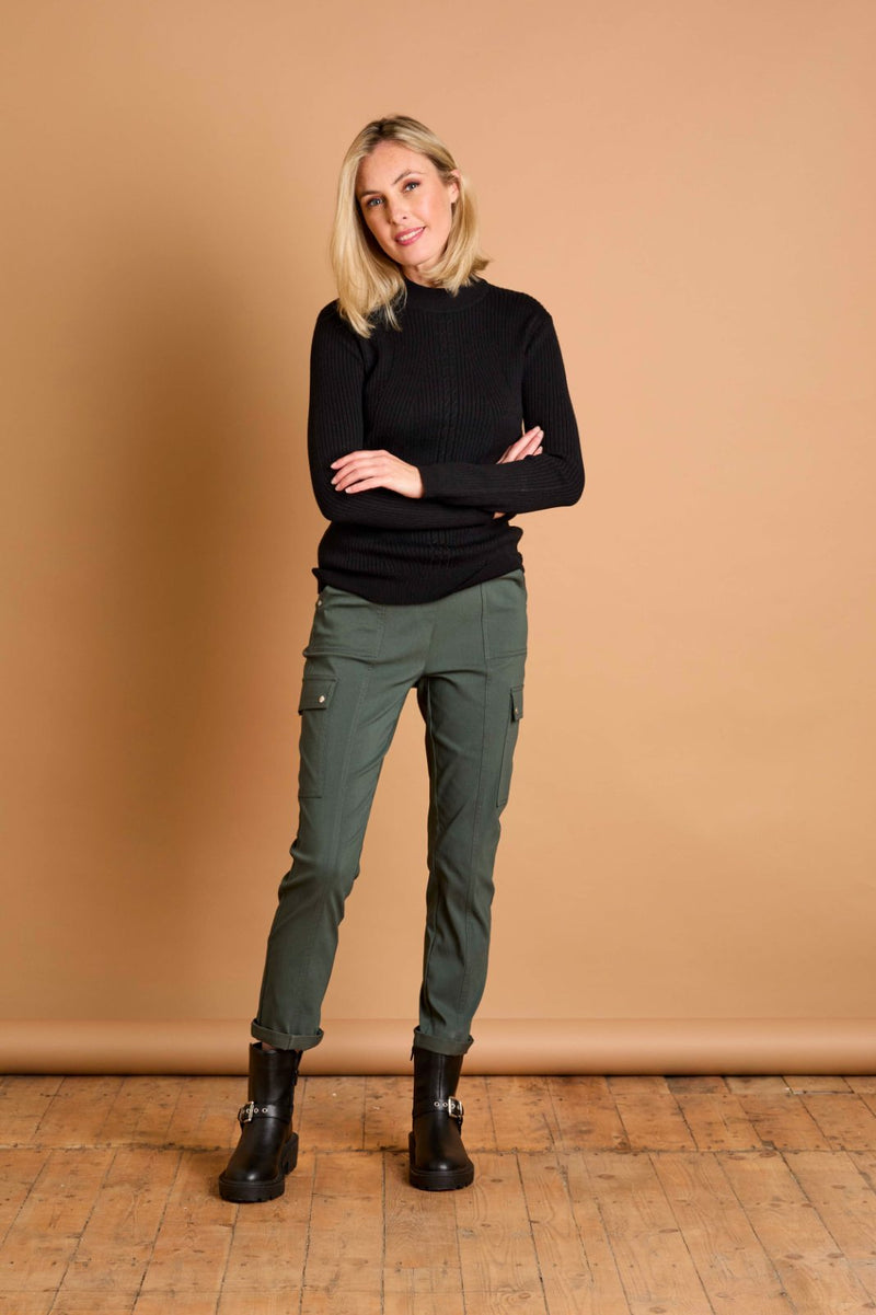 Skinny Rib Cable Jumper Black