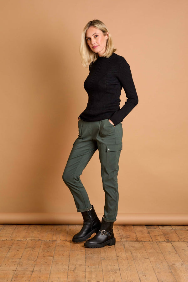 Skinny Rib Cable Jumper Black