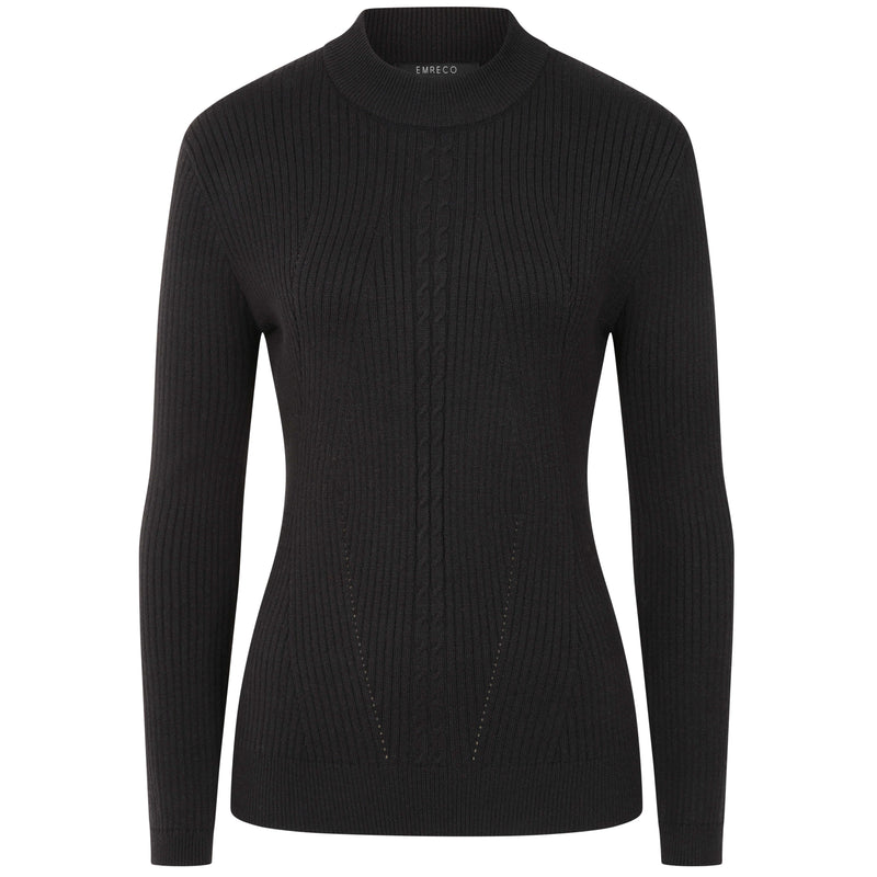Skinny Rib Cable Jumper Black