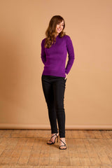 Skinny Rib Cable Jumper Purple