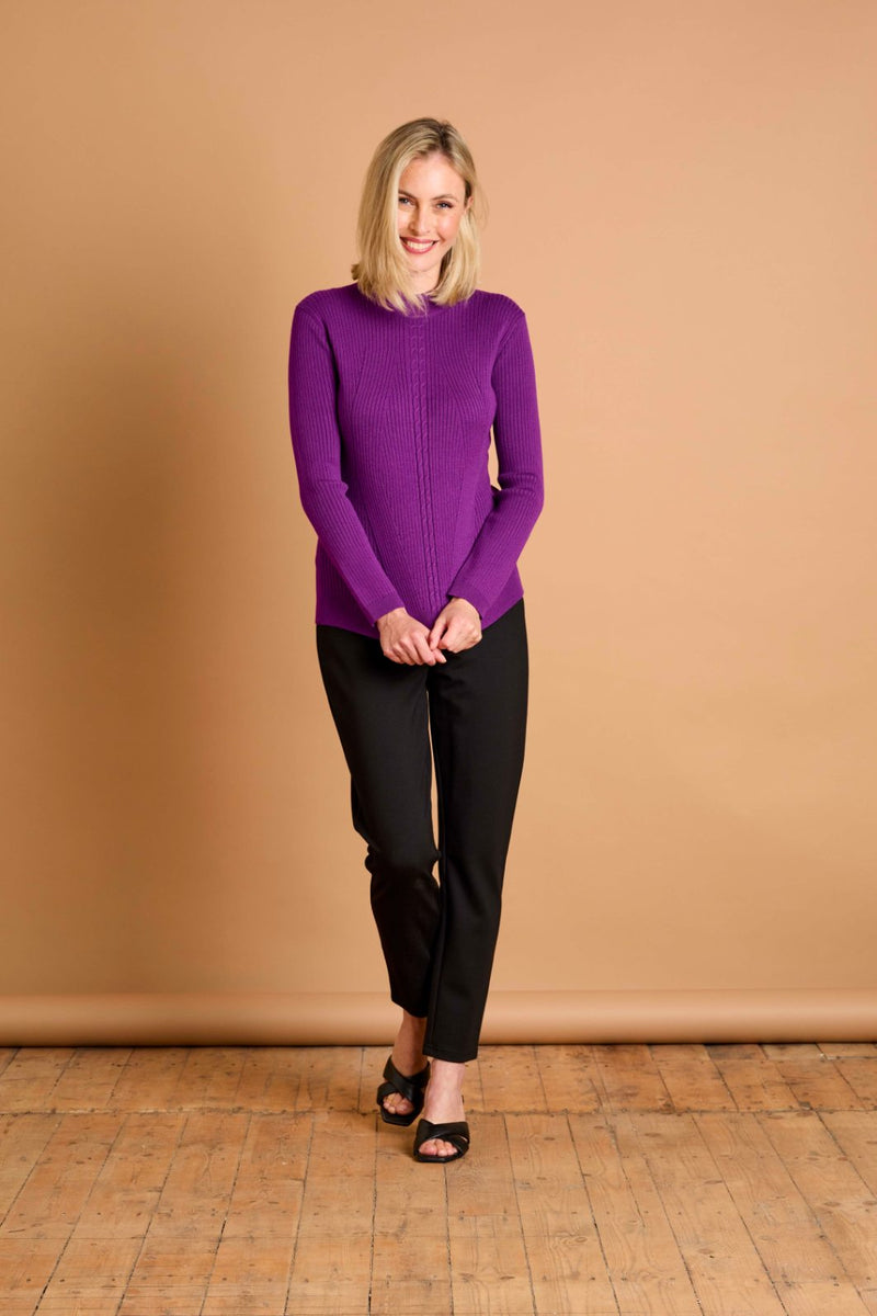 Skinny Rib Cable Jumper Purple