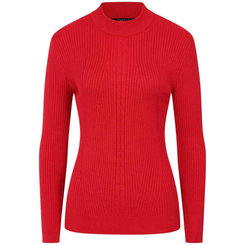 Skinny Rib Cable Jumper Red