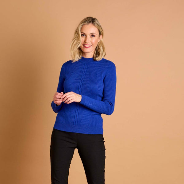 Skinny Rib Cable Jumper Royal Blue