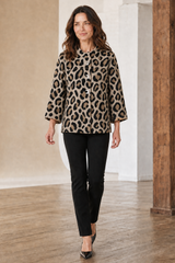 Animal Print Cropped Coatigan
