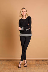 Contrast Herringbone Hem Sparkle Jumper