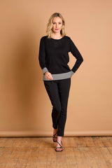 Contrast Herringbone Hem Sparkle Jumper