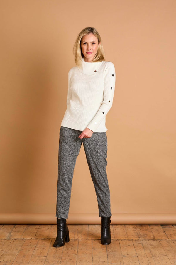 Split Neck Cable Jumper Ivory