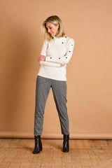Split Neck Cable Jumper Ivory