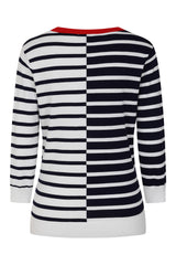 Navy Striped Jumper With Red Detail